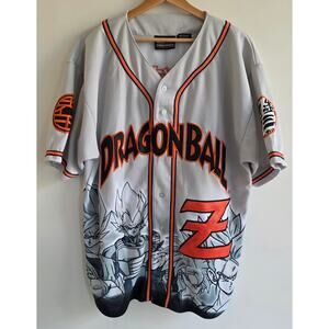 Dragon Ball Z Baseball Jersey Graphic Y2K Anime Goku Shirt Size Medium